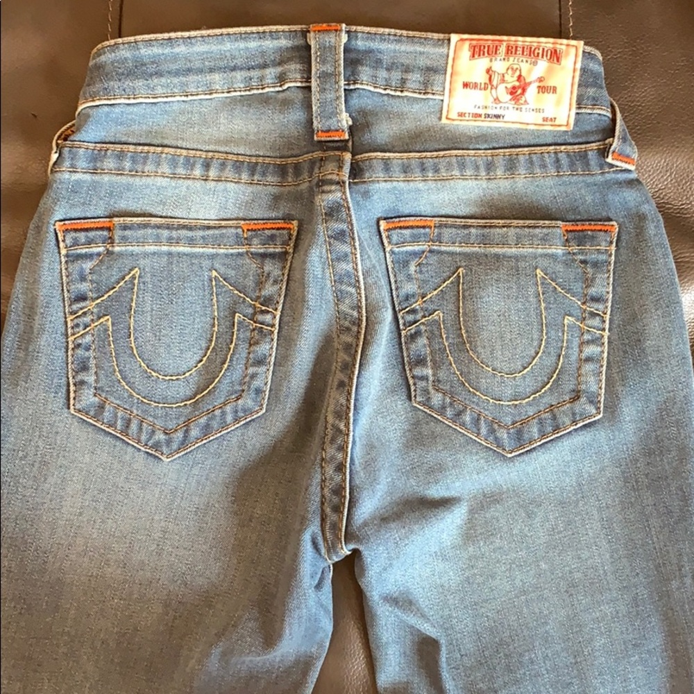 Skinny light wash true religion jeans